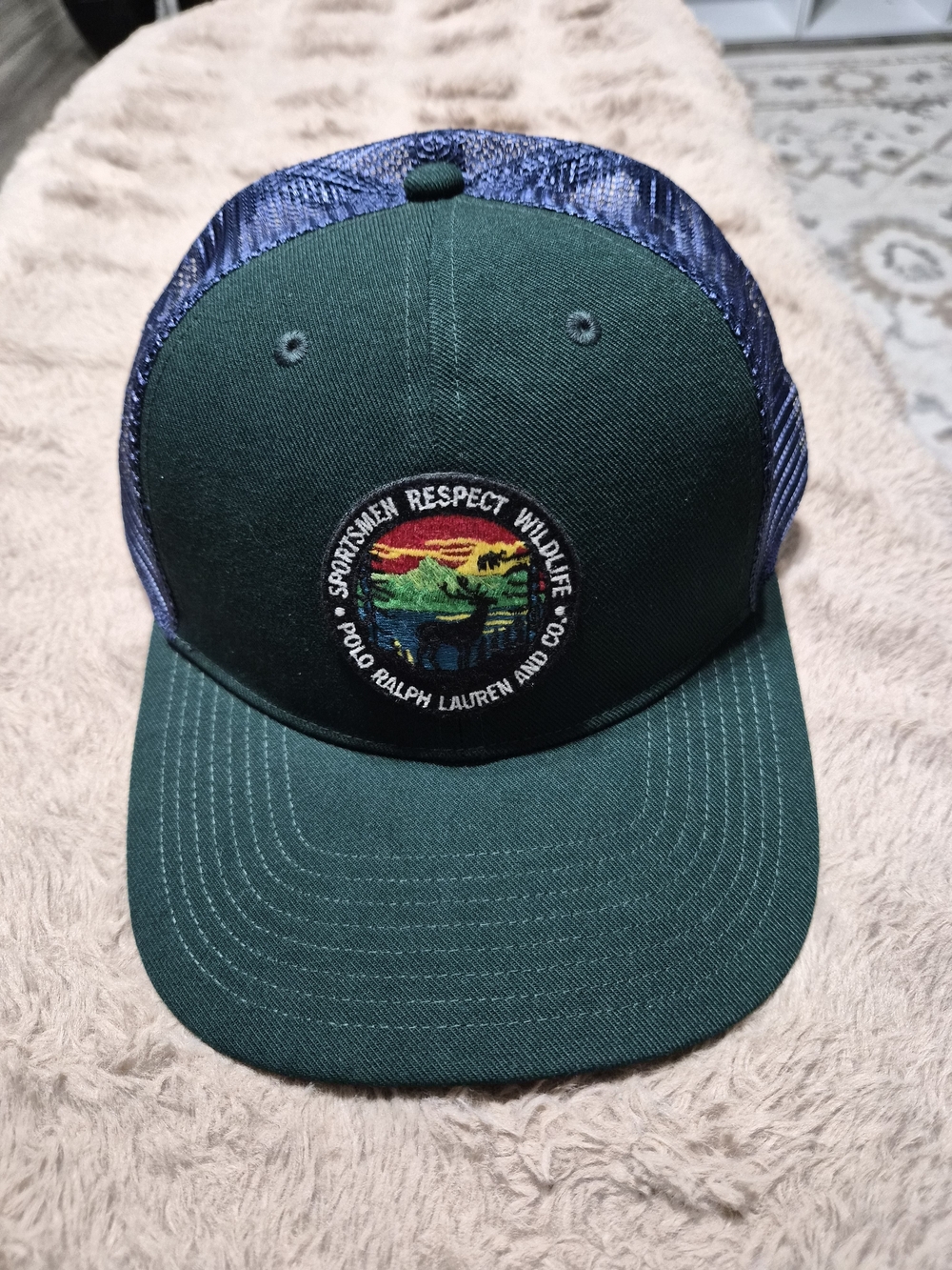 Polo by Ralph Lauren Green and Navy Trucker Hat with Wildlife Patch